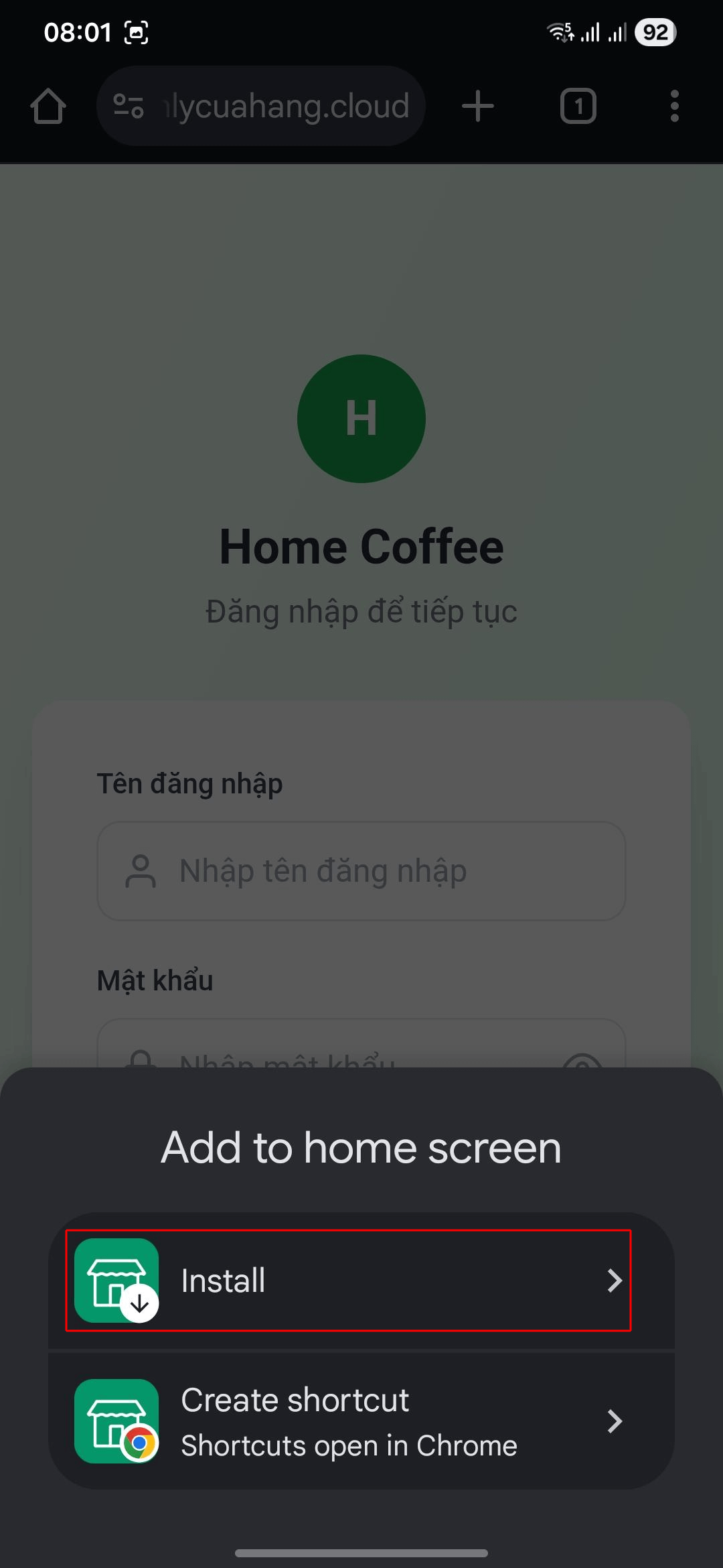 Bước 3: Chọn Install